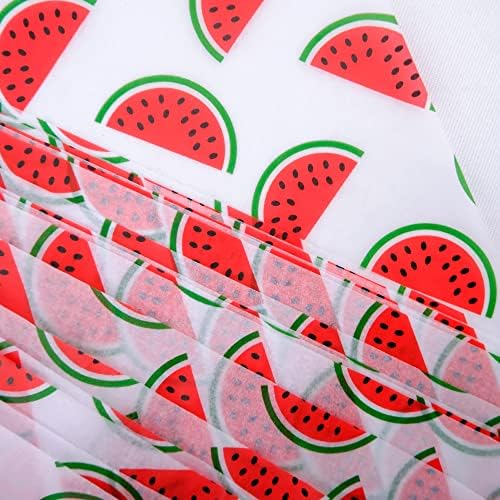 100 folhas de papel de lenina de melancia a granel, branco com papel de letra de melancia para sacolas de presente, papel de seda para festa de melancia, 14 x 20 polegadas