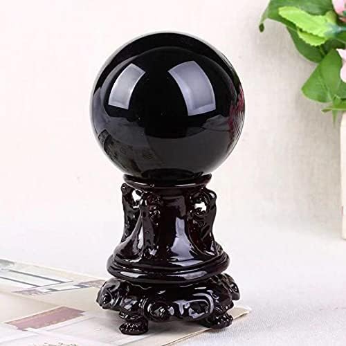 Meng Black Obsidian Crystal Ball Natural decorativo fortuna dizendo bola para os ornamentos de meditação de cura de cristal de fengshui, meditação, 12 cm / 4,72 polegadas
