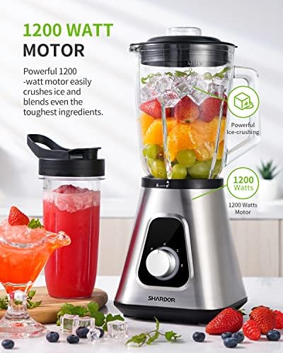 Liquidificador de bancada de 1200W de 1200W e combinação de liquidificador pessoal para shake and smoothies, jarro de vidro