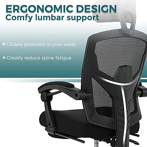 Cadeira de escritório ergonômico, cadeira de malha reclinada nas costas, cadeira de mesa de computador, cadeira de