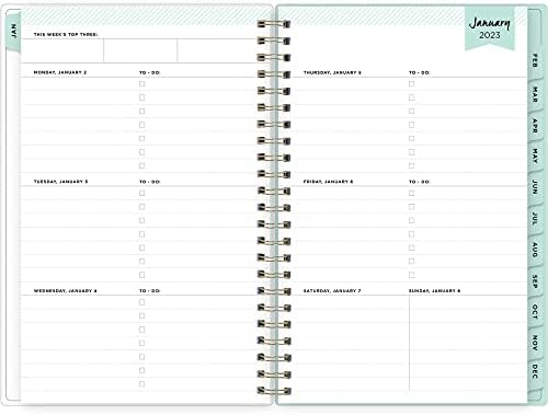 Day Designer for Blue Sky 2023 Weekly e Monthly Planner, 5 x 8, cobertura fosca, Wirebound, Secret Garden Mint