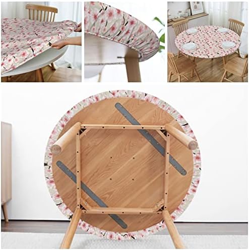 Toca de mesa redonda de flor de cerejeira zucrcffy, sala de jantar de cozinha interna ou toalha de mesa redonda à prova