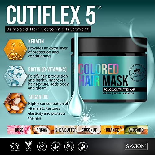 Máscara capilar de Savion para cabelos tratados com cores e massageador de couro cabeludo de silicone macio - Reparo de