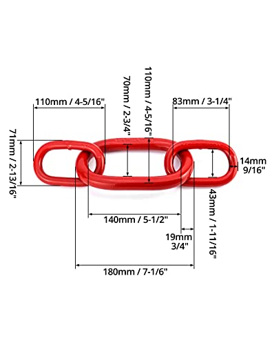QWWork Chain Sling Ring, Oblong Master Link Hist Ring para levantar o equipamento, 10360 lbs, grau 80, vermelho
