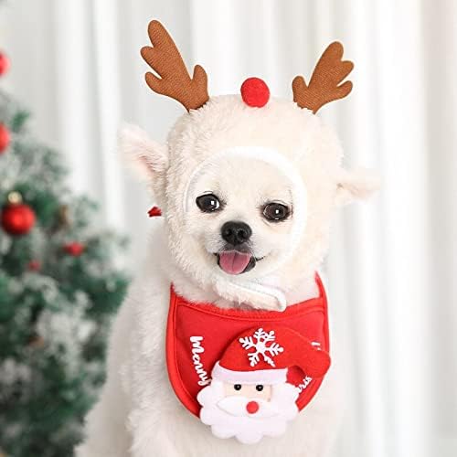 Zboro de Natal Capéu de cão de estimação Papai Noel Dog Cenário de cachorro Chaqueiro de cão de Natal Toalha saliva
