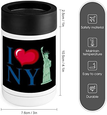 Eu amo a New York City Cooler Cup de aço inoxidável isolada do cofriador de latas do cofulador com tampas para homens homens presentes