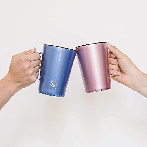 S'ip by S'well Stainless Steel Takeeaway Caneca - 15 fl oz - Pink Punch Metallic - A caneca de viagem isolada por vácuo de