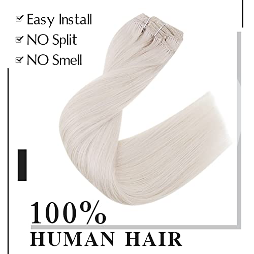Easyouth CLIP de 18 polegadas em extensões de cabelo Humano Cabelo branco Extensões de cabelo loiro Brancos de cabelo de cabelo de