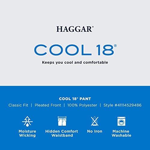 Haggar Men's Cool 18 escondido cintura expansível Pleat front-regulate e tamanhos grandes e altos