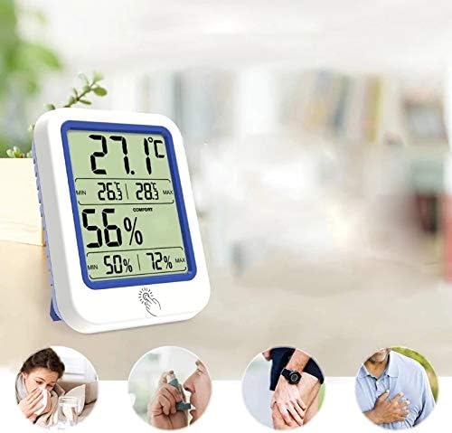 Renslat Temperatura Medidor de umidade seco Termômetro úmido Backlight Termômetro Higrômetro Sensor com LCD grande visor LCD