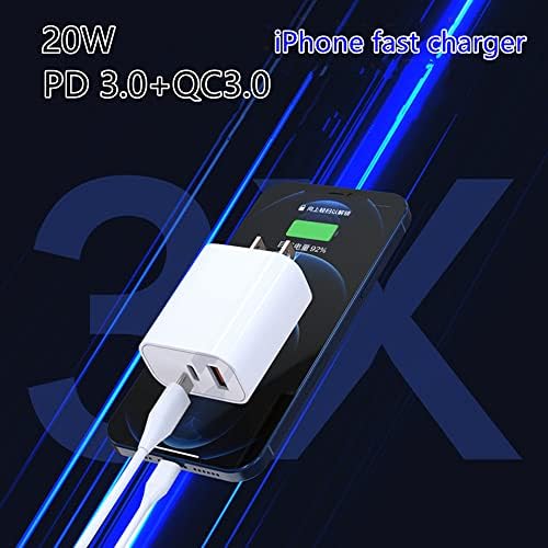 Carregador de parede USB C, porta dupla de 20w PD iPhone12 13 Fast Charger tipo C Adaptador de carregador Compatível com iPhone 13/12/11