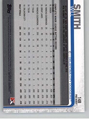 2019 Topps Pro estréia de beisebol 148 Will Smith Oklahoma City Dodgers Official Minor League Milb Trading Card