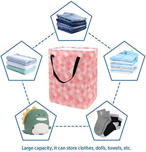 Peixe pele padrão sem costura estampa rosa cesto de lavanderia dobrável, cestas de lavanderia à prova d'água de 60L