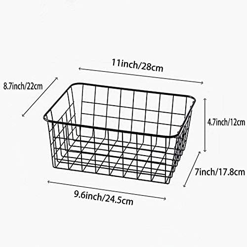 Cestas de armazenamento de arame LELECAT, cesta de lixeira de armazenamento de alimentos de arame de metal com alças para armários