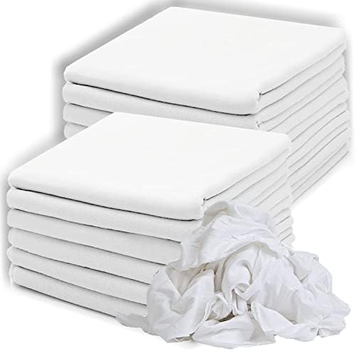 GELEAN 2lb Camiseta Rag Premium Premium White Cleaning Rags - Eco -Friendly Free Lint - Toalhas de tricô algodão -