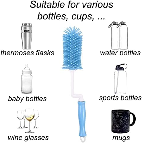 Limpador de escova de garrafa de silicone, escova de mamadeira de silicone macia para limpar garrafas de água, garrafas de bebê,