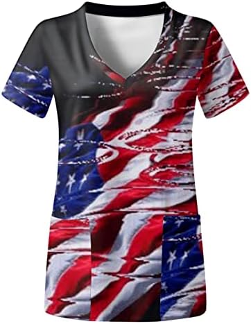 4 de julho camisetas para mulheres bandeira americana de verão de verão curto-deco