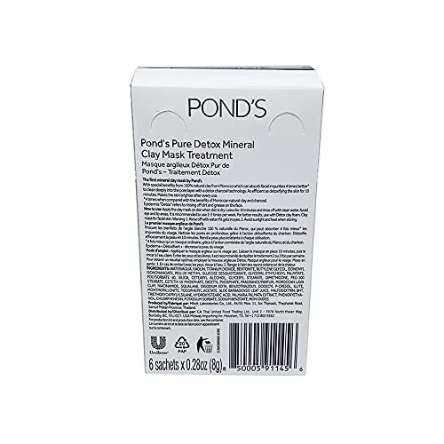 Lagoas máscara de argila mineral de desintoxicação pura. Limpador facial natural e desintoxicante. Com carvão ativado e argila marroquina pura. 0,28 oz