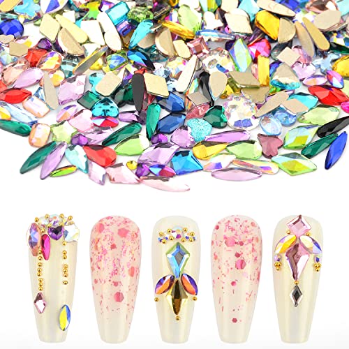 100pcs de forma misturada cristal de vidro ab cor de coloras de unhas strass rineares jóias de unha