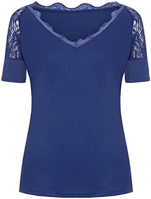 Top de renda de pescoço em V para mulheres outono de inverno de luva curta do ombro elegante tops listrado quente e