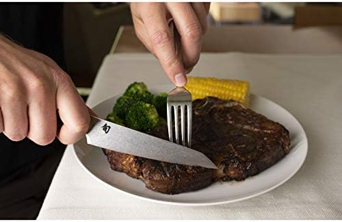 Shun talheres Kanso Steak Knife Conjunto - Facas de bife de 5 , 4 peças, faca de fatia de carne de barbear, mantém