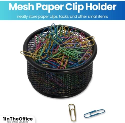 1InTheOffice Mesh Paper Clip Suport para mesa, suporte para clipe de papel