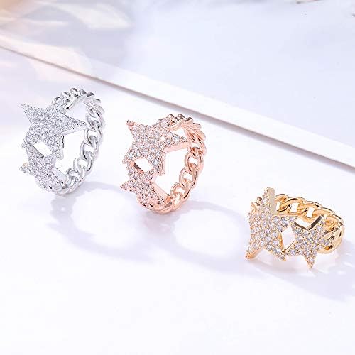 Koleso Feminino Estrelas CZ anéis de charme da moda Ringue de ouro cheio de jóias cheias de jóias noivado de noiva