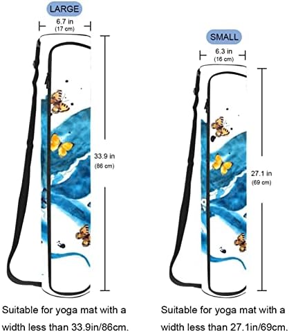Saco de tapete de ioga ratgdn, polvo azul com borboletas Exercício de ioga transportadora de tape