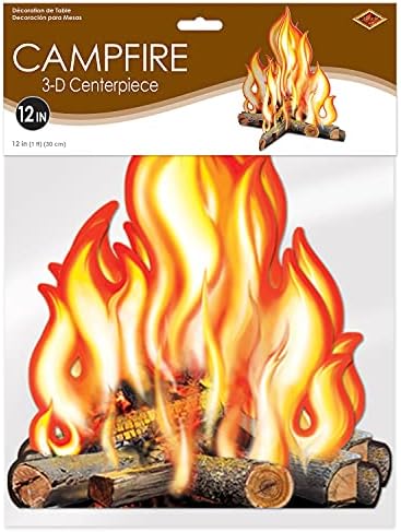 Beistle tridimensional papel de papel de fogueira de campfire tema de acampamento de verão Decorações de festas ocidentais, 12