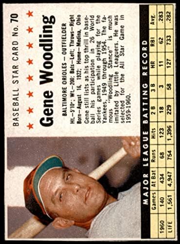 1961 Post Cereal Regular Card#70 Gene Woodling do Baltimore Orioles Grade Excellent