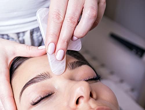 Ferramenta de massagem de Gua Sha para raspar o massageador facial de pedra de cristal natural de quartzo rosa para rosto,