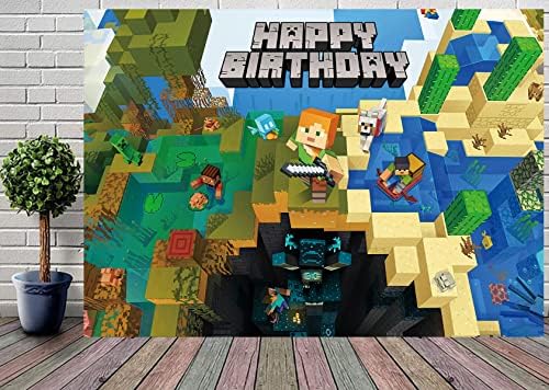 Pixel Party Supplies Banner Feliz Aniversário Banco de Banco de Fundamento de Fotografia para Adultos Partidos de Aniversário Favorias de Favorias