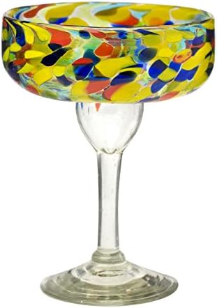 Casa amici ,, Carnaval Margarita bebendo vidro, contas opacas embutidas, copo de mesa de mesa mexicana artesanal reciclada,