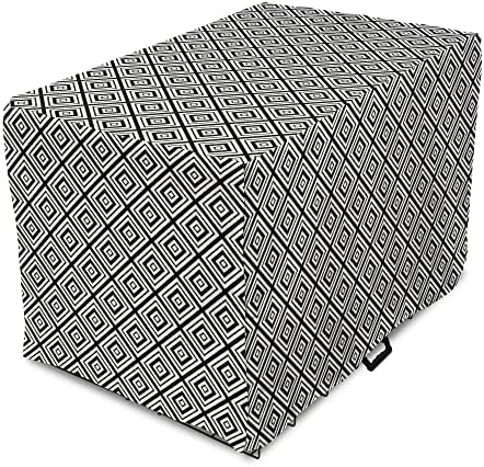 Capa de caixas de cães em preto e branco de Ambesonne, abstrato Rhombuses traçando composição de formas de diamante de maneira ordenada,