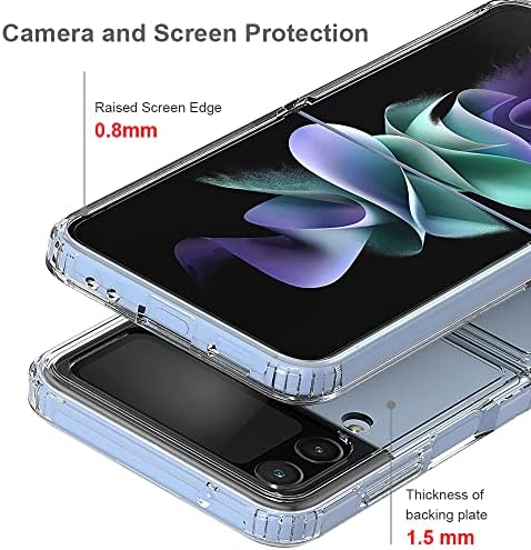 Infisan Clear Caso para Samsung Galaxy Z Flip 4 5G 2022, PC transparente dura e caixa de proteção à prova de choque híbrido Soft