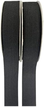 Sewkrafts tricotado de maconha elástica, preta, 1 polegada x 6 jardas cada, alongamento pesado, alta elasticidade - ideal para costura e artesanato