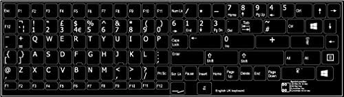 Substituição em inglês uk rótulos de teclado em fundo preto para desktop, laptop e caderno