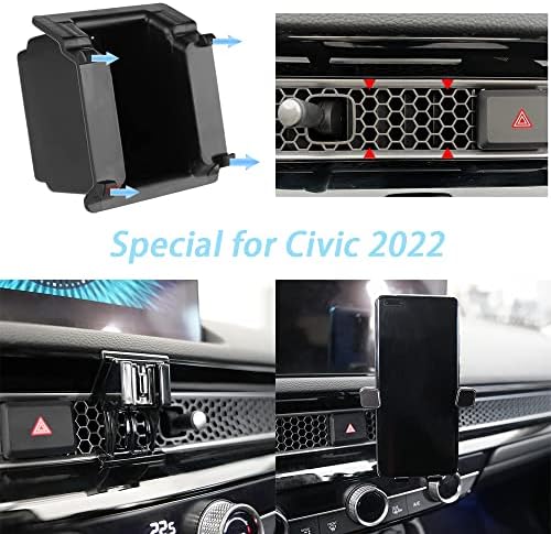 Zchan Car Montagem de telefone ajustado para Honda Civic 2023-2022, Big Phone Friendly, Stand Phone Stand In Air Vent, Montagem Civic