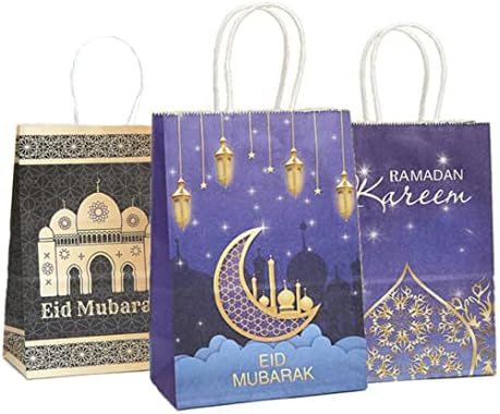 Kuyyfds Eid Mubarak Sacos de presente Kraft Paper Party Party Favorve bolsa Ramadan Decorations Supplies 15pcs Bolsas