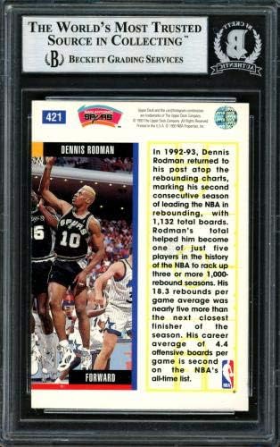 Dennis Rodman autografou 1993-94 Cartão de convés superior #421 San Antonio Spurs Beckett Bas #12516932 - Cartões autografados de basquete