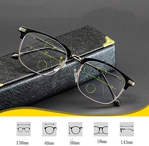 Óculos de leitura de zoom inteligente fotoquômico, estrutura de metal e lentes de resina de dióptero multifocal, de longe