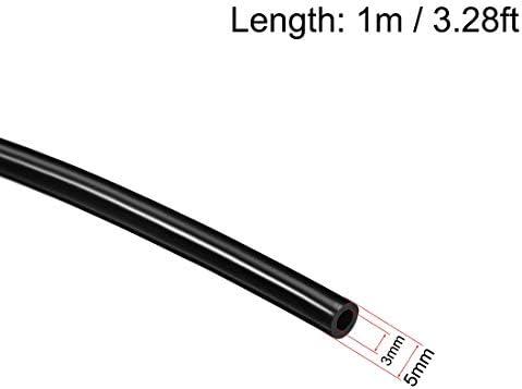 Aexit Black Silicone Tubing 0,11 ID x 0,19 OD 3,28 pés de altura Hosese Hose Tubing Tubulação de ar mangueira de borracha