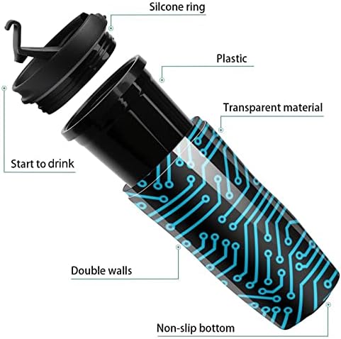 Circuit Board Clear Coffee Cups Reutable Plástico Drink Water Bottle com tampa dupla para trabalho de viagem 350ml