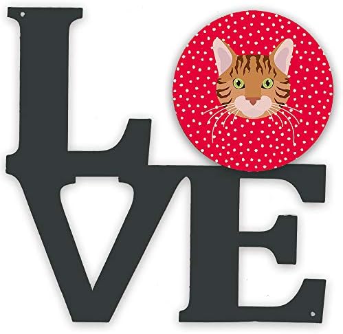 Tesouros de Caroline CK5089WALV BENGAL CAT AMOR METAL WALL ARTEL BORTE LOVE, RED,