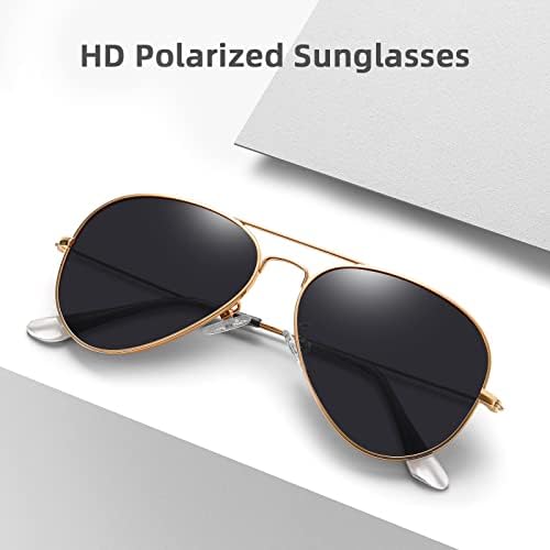 Óculos de sol Aviator para homens mulheres que dirigem moldura de metal de proteção UV400 polarizada