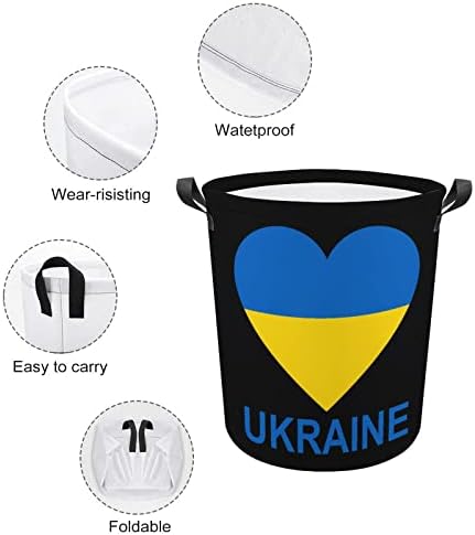 Amor Ucrânia Lavanderia Bolsa de cesta de lavagem Bin Bin Storage Bolsa Coloque alta com alças