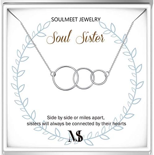 Soulmeet Sisters for Eternity Colar presentes da irmã, Sterling Silver Sister Colar para mulheres, presentes de joalheria