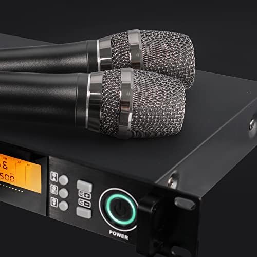 Sistema de microfone sem fio G-Mark Pro, microfone de microfone sem fio UHF de 4 canais, microfone sem fio de metal com 4 microfones