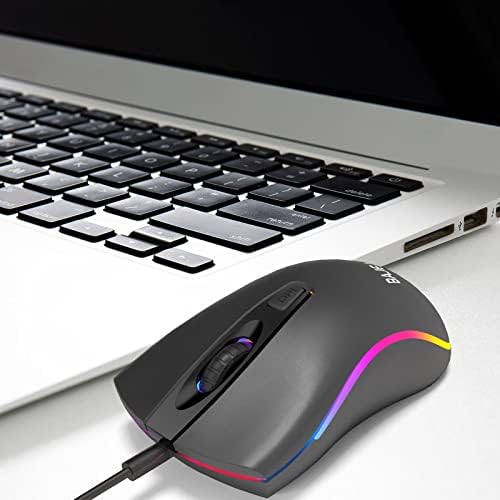 Hanzhiwei Light ergonomic Gaming Mouse Wired for PC Mac Laptop Computer USB, LED de LED de camundongos ópticos de jogadores ， K12