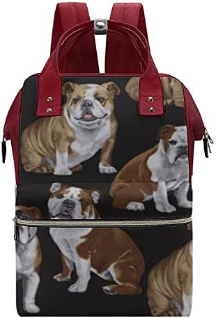 Funnystar Bulldog Dogs Impresso Bolsa de fraldas Bagpack Bags de Nappy Bolsa de viagem à prova d'água para mamãe e papai